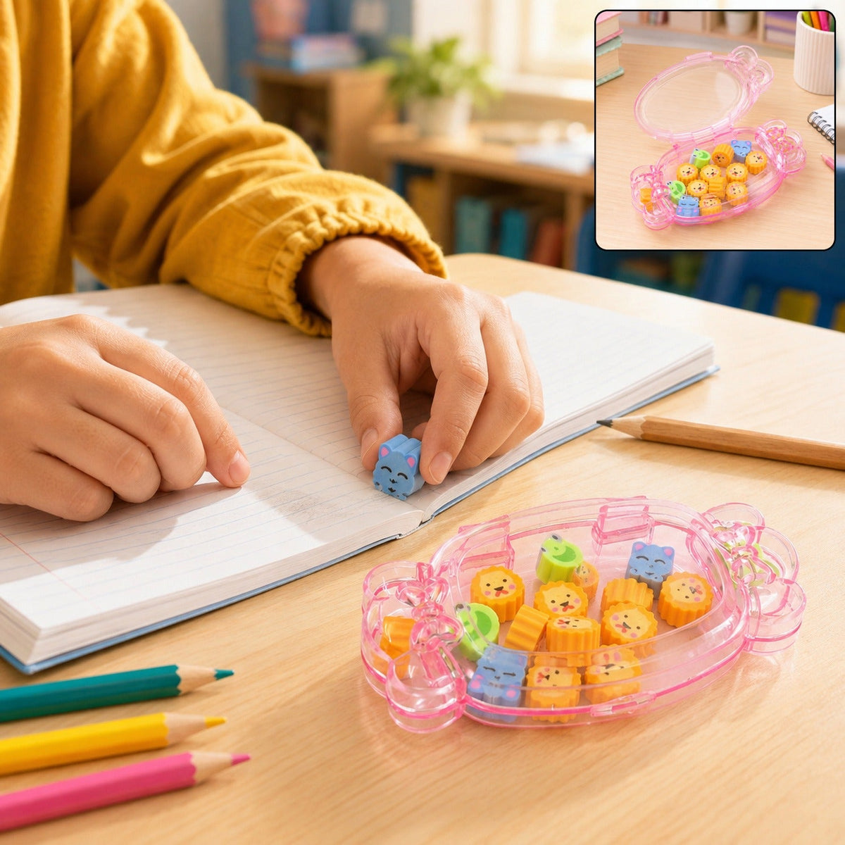 School Eraser set – 15 Multi-Design Rubber Erasers
