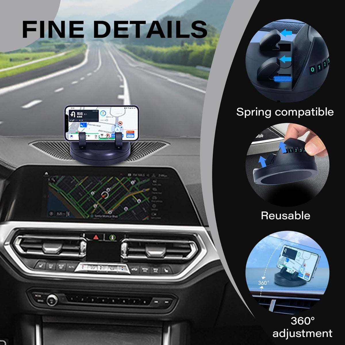 Car Phone Holder – 2-in-1 Anti-Slip Dashboard Mount – view 8