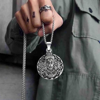 Hanuman Locket – Devotional Silver Pendant – close-up