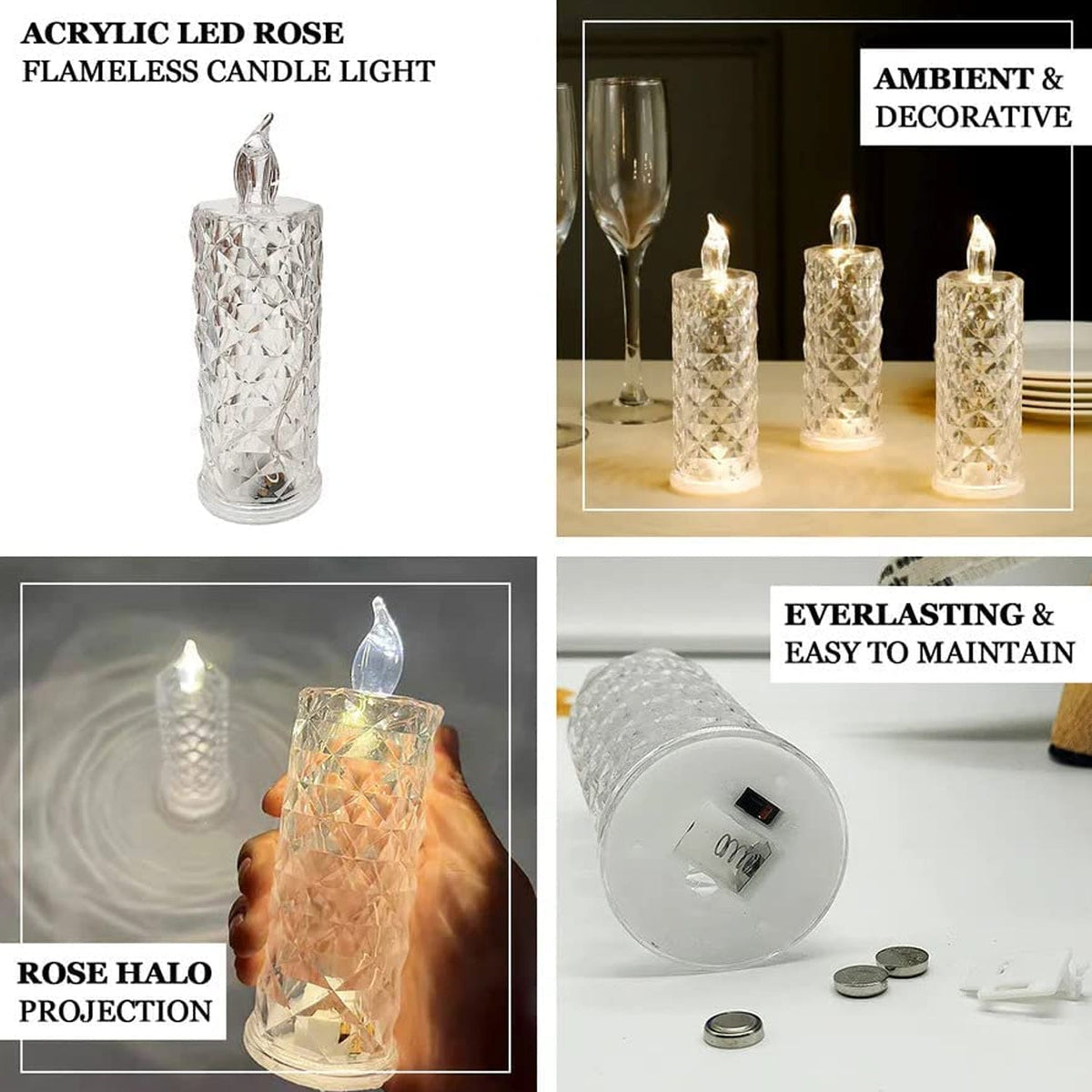 LED Rose Candle – Flameless Acrylic Decorative Lights – view 8