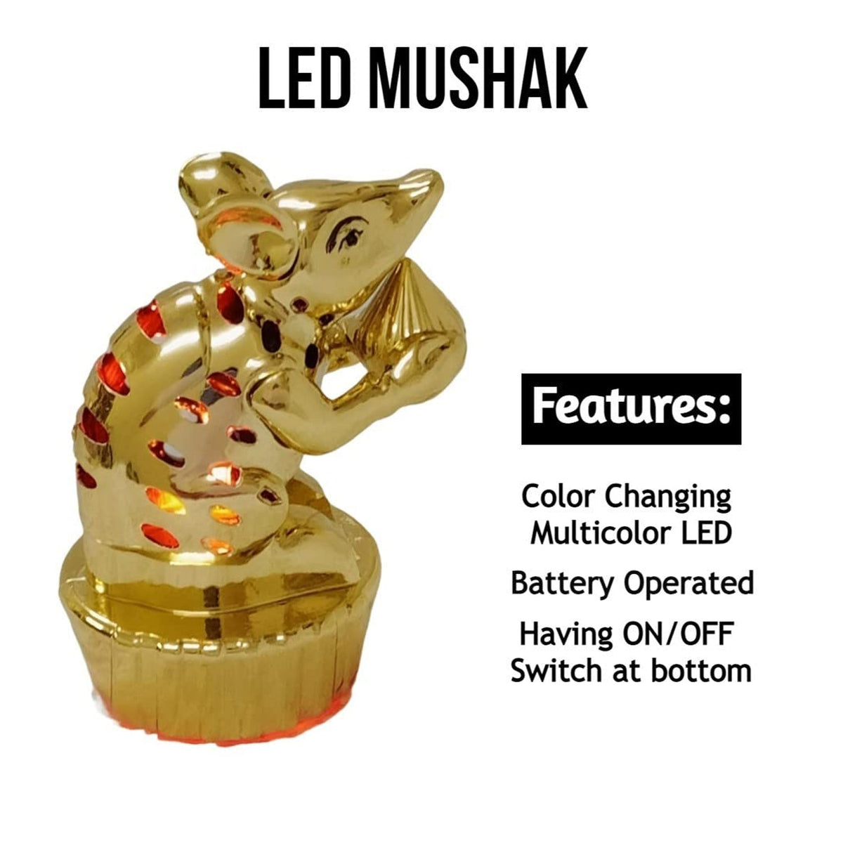 LED Mushak – Multicolour Festive Light for Ganpati – close-up