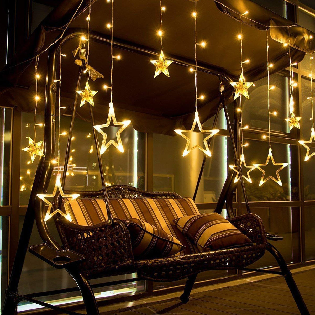 Star Curtain Lights – 12 LED Stars, 8 Flashing Modes – view 10