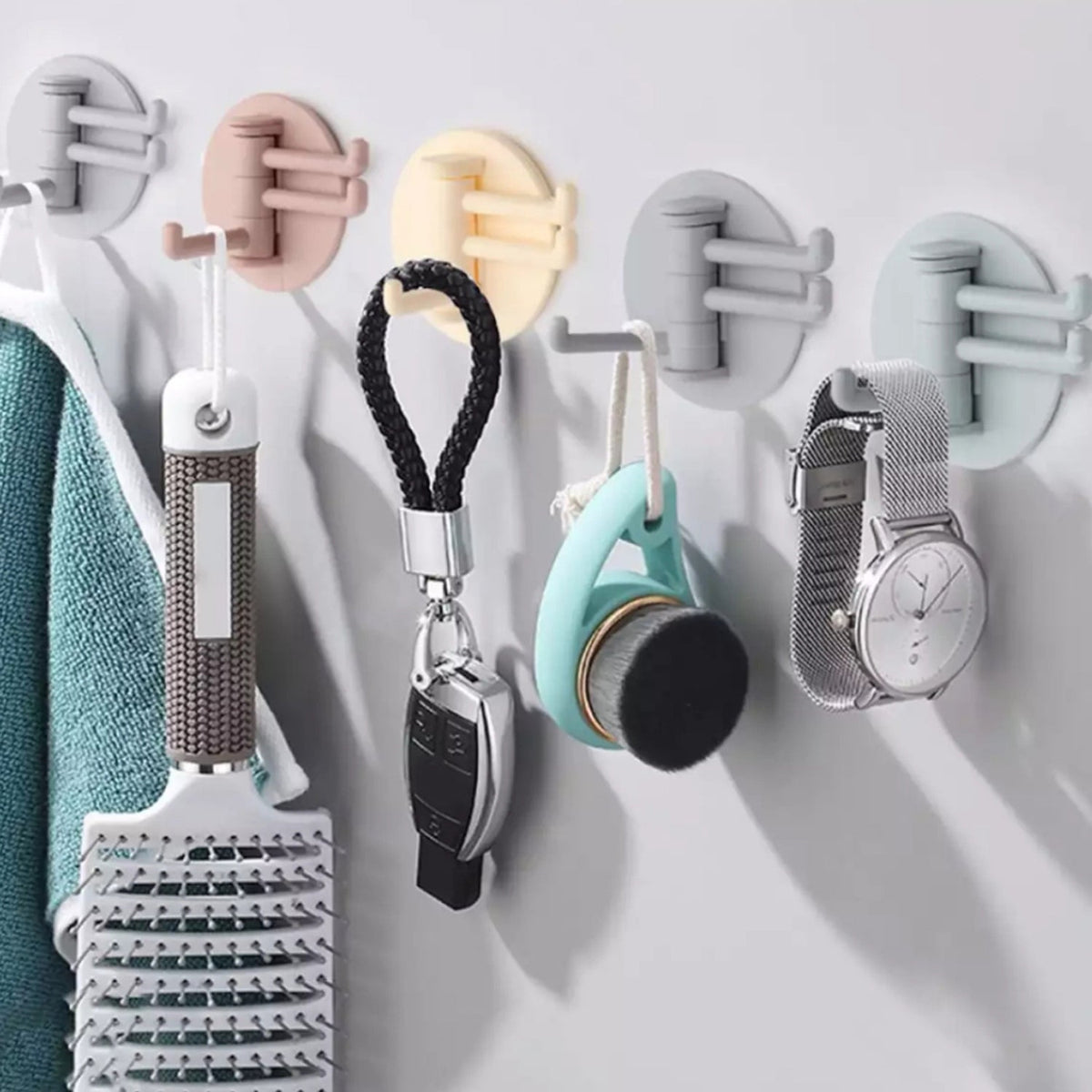 Punch-Free Sticky Hook – 3-Hook Rotating Organizer – view 11