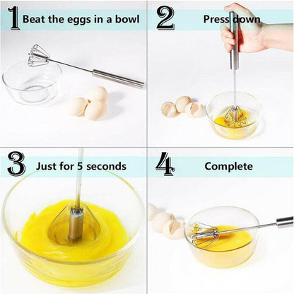 Stainless Steel Egg Whisk – Hand Push Rotary – view 11