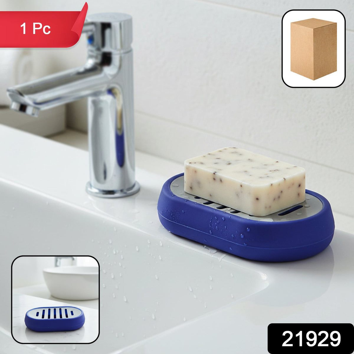 Plastic Soap Holder Tray – Keeps Soap Dry and Organized – side view