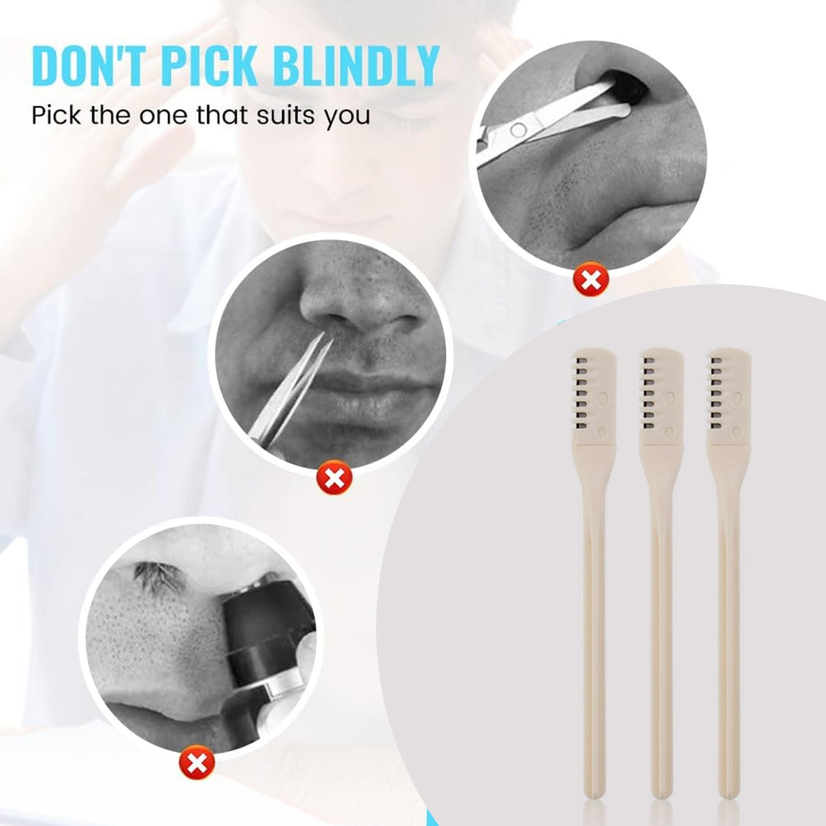 Nose Hair Trimmer – Painless 3-in-1 Grooming Kit – alternate view