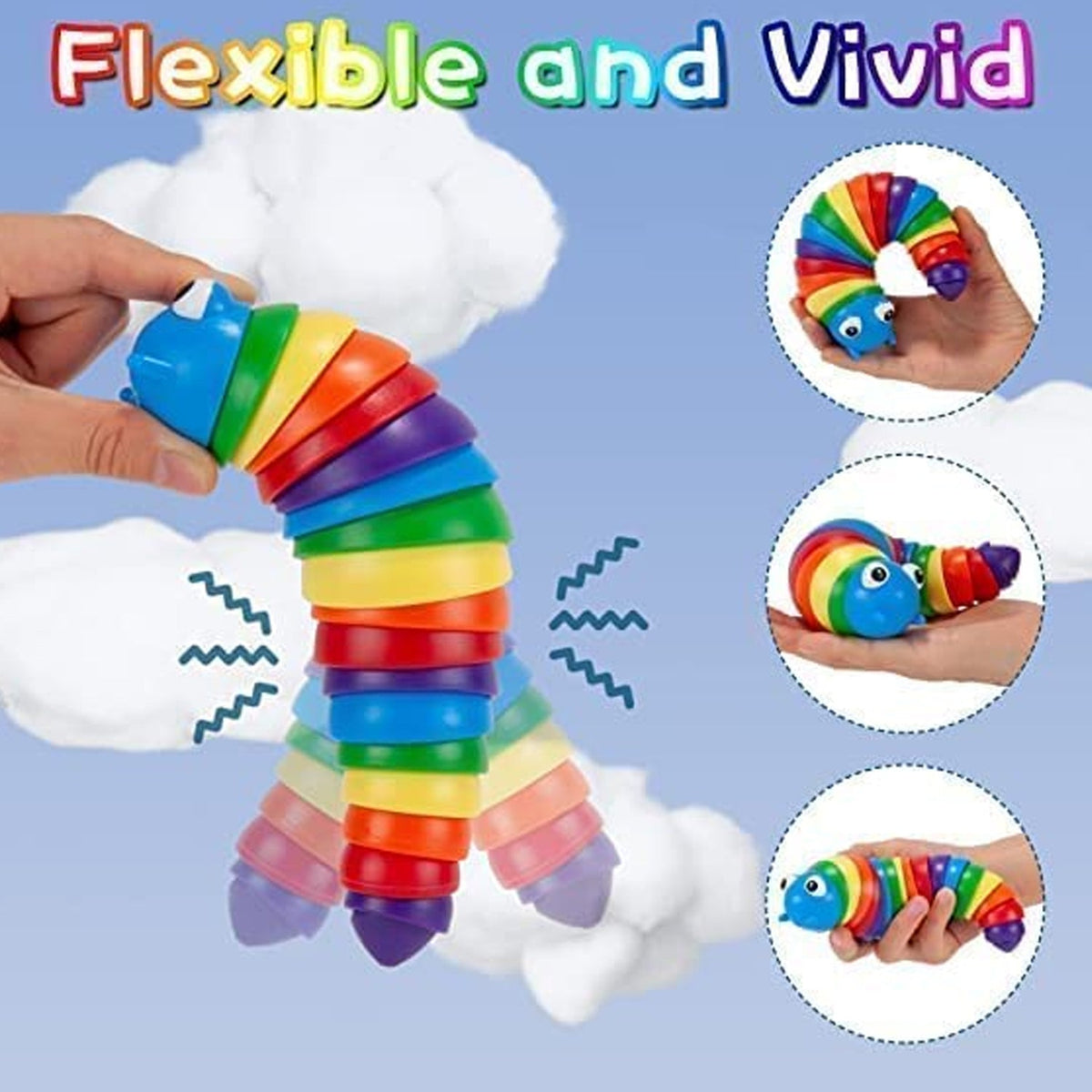 Rainbow Slug Fidget Toy – Stress Relief & Sensory Play – view 9