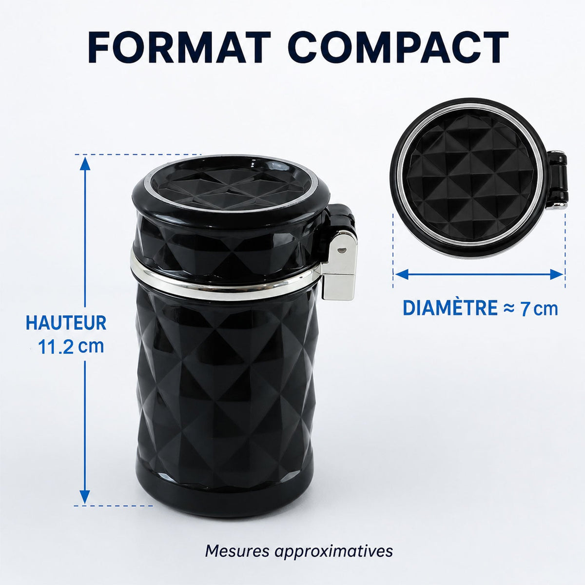 Car Cupholder Ashtray – LED Light, Lid & Portable Bin – view 6