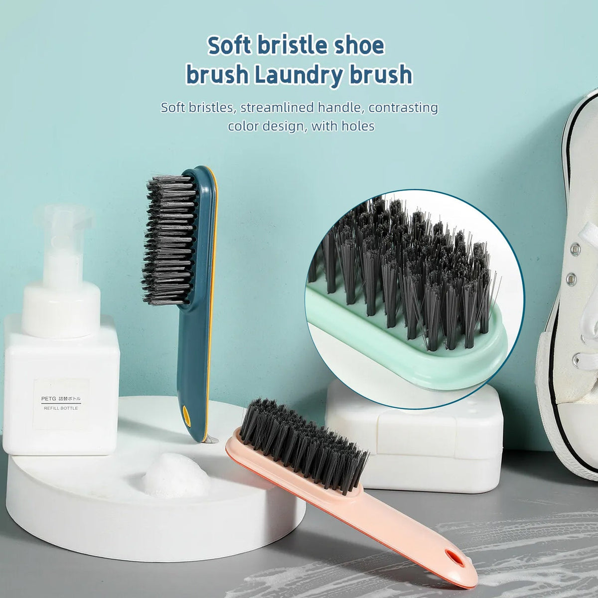 Shoe & Clothes Cleaning Brush – Soft Bristle Scrubber – close-up