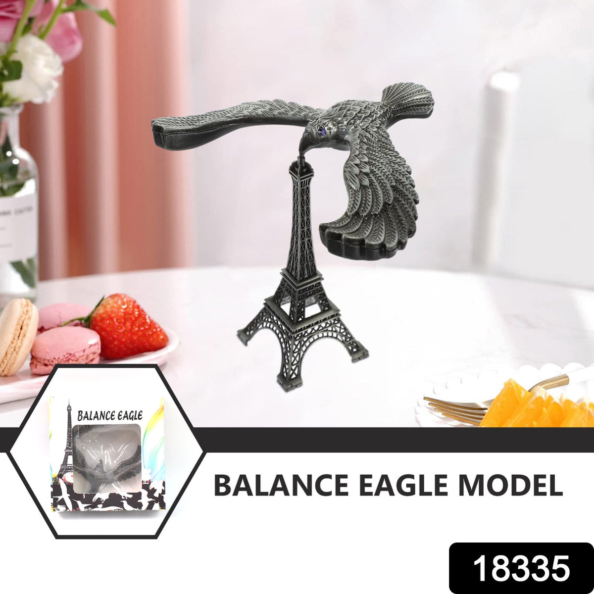 Balancing Eagle Toy – Gravity-Defying Metal Desk Decor – side view