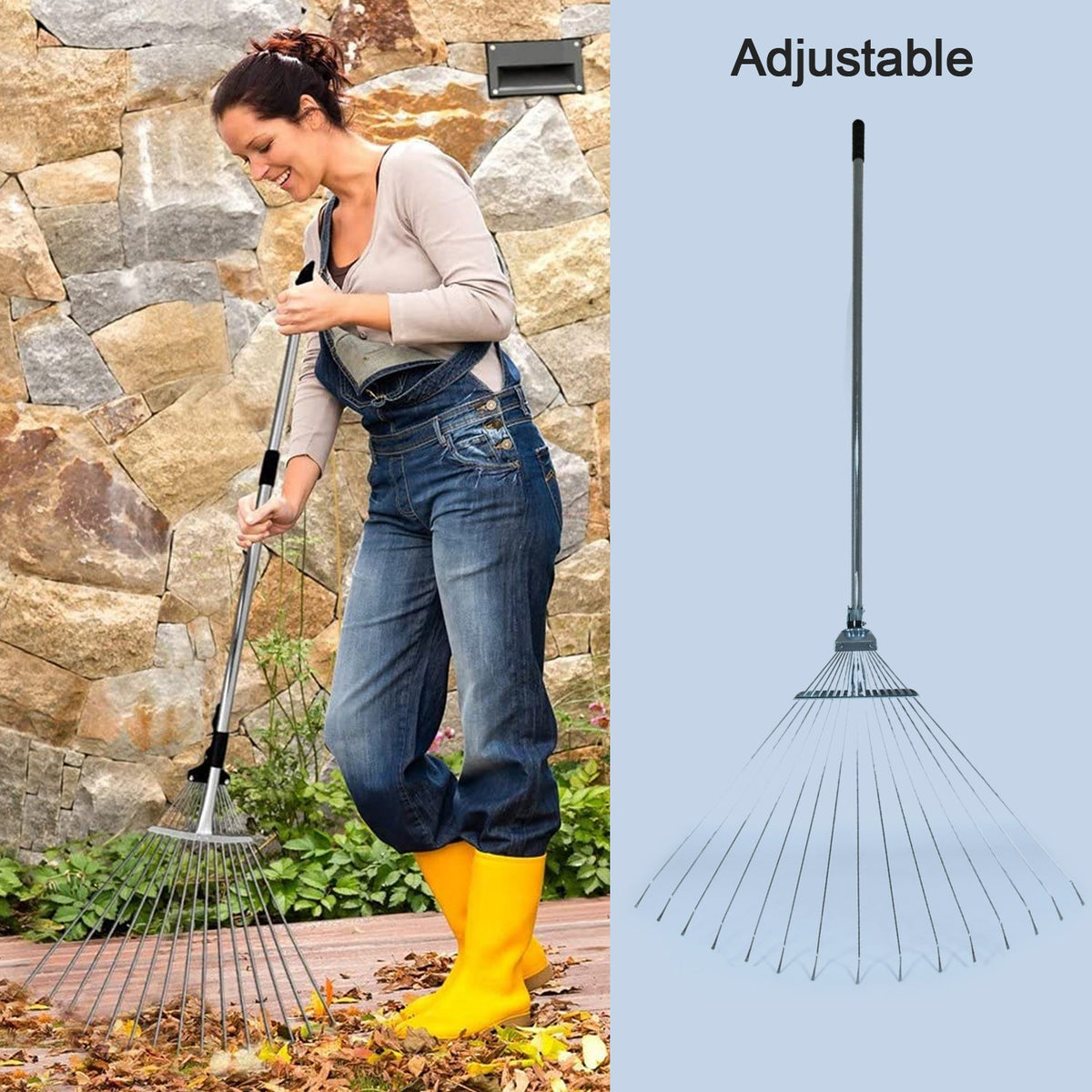 Adjustable Garden Rake – Telescopic Steel for Lawn Cleanup – close-up