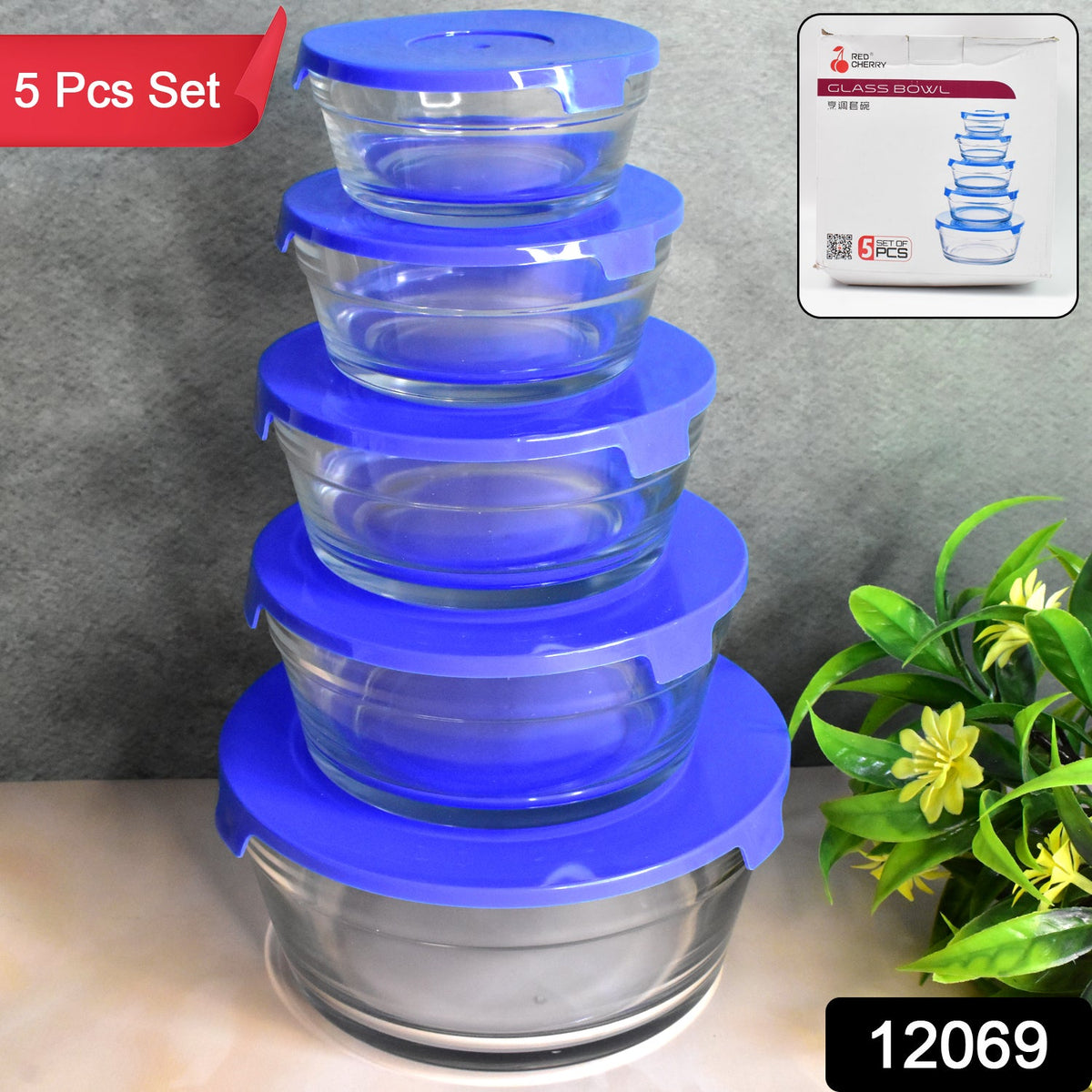 Glass Bowl set – 5-Piece Modern Storage – side view