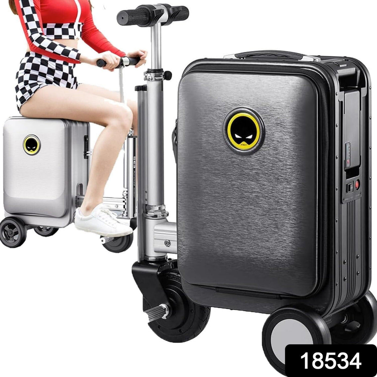 Electric Scooter Suitcase – Rideable Smart Luggage – side view