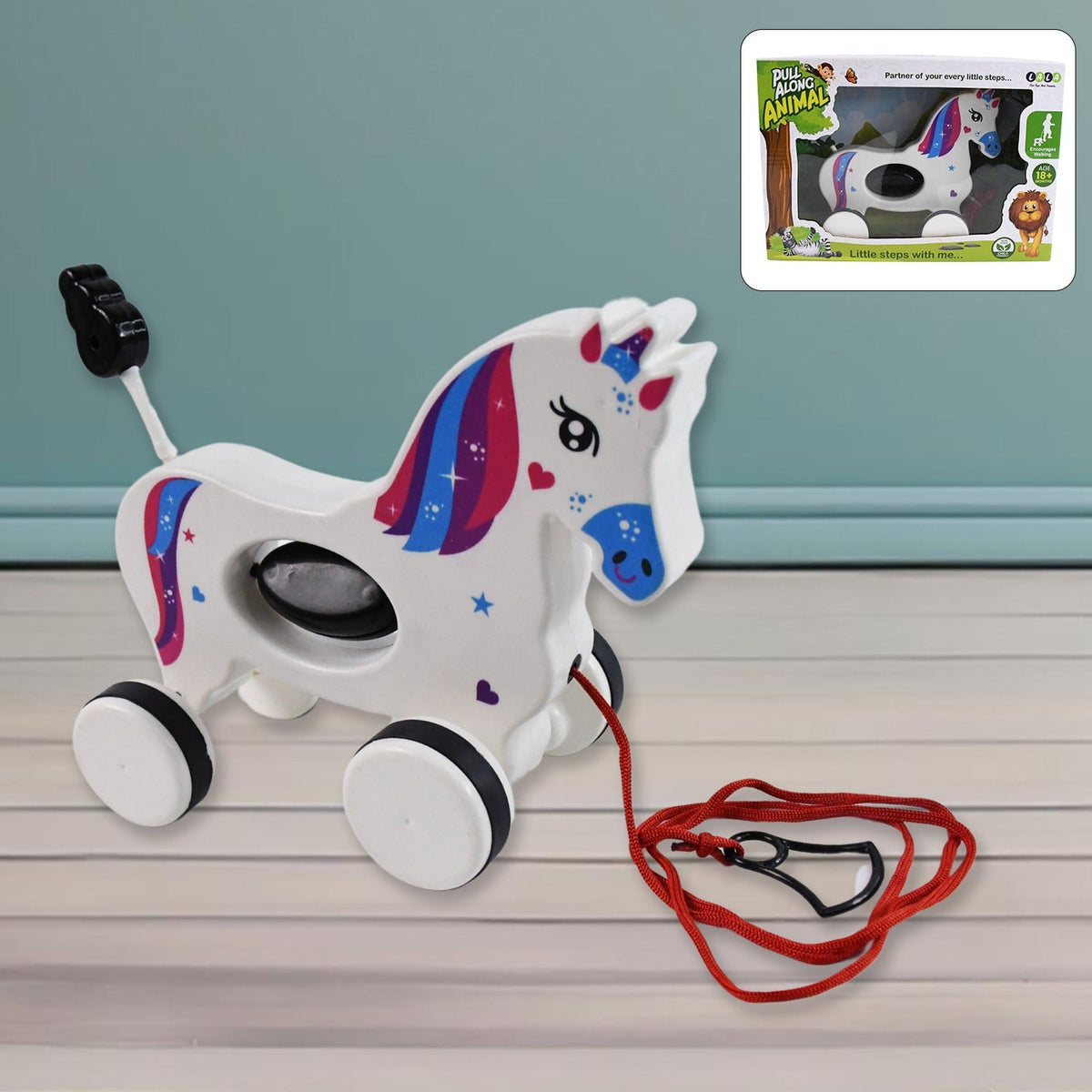 Unicorn Pull Along Toy – Encourages Toddler Walking