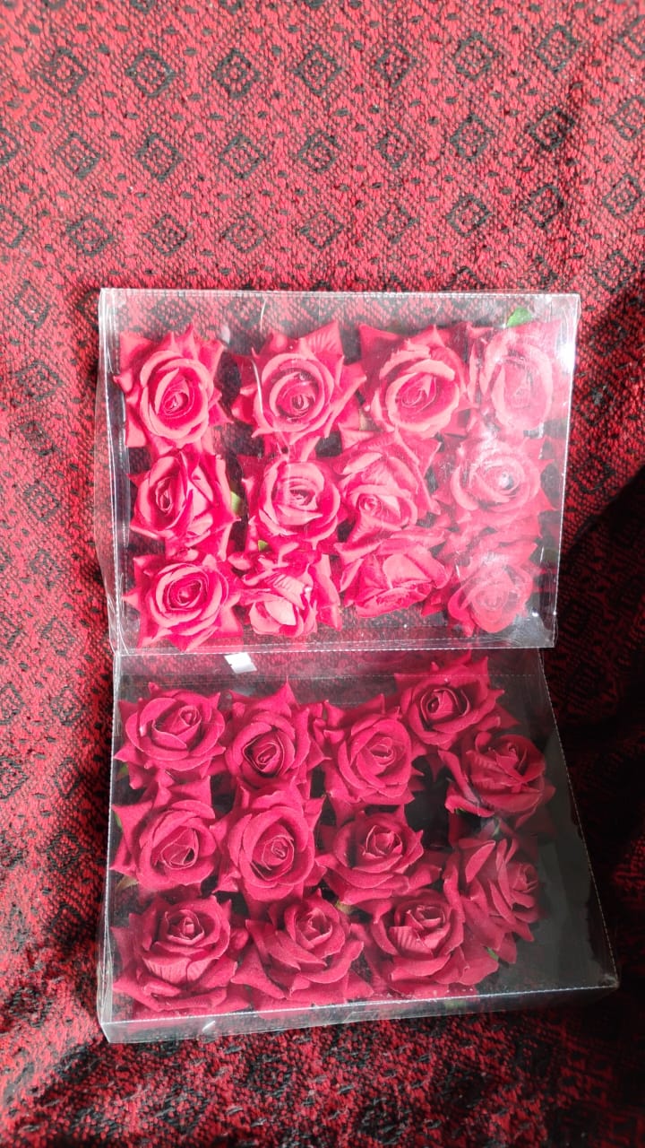 Velvet Rose Hair Clip – Red Flower Design (12 Pcs) – view 7