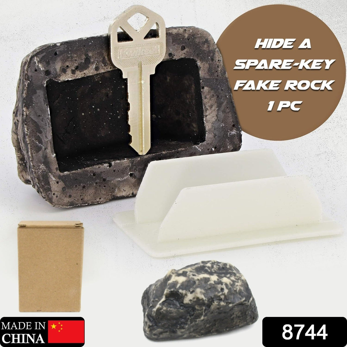 Fake Rock Key Hider – Discreet Outdoor Key Storage – side view