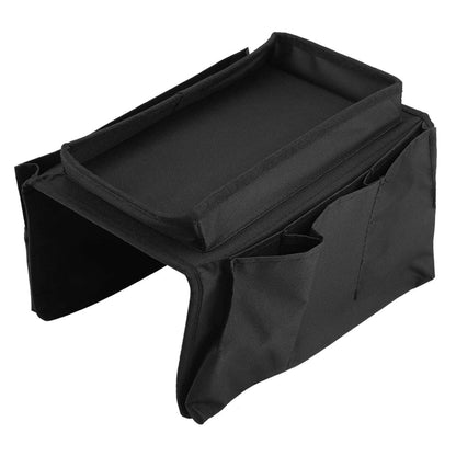 Sofa Armrest Organizer – Black Storage Caddy with Tray – detail view