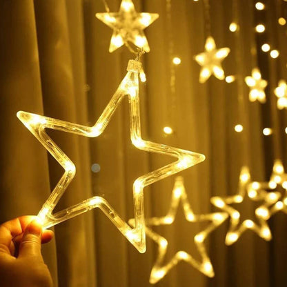 Star Curtain Lights – 12 LED Stars, 8 Flashing Modes