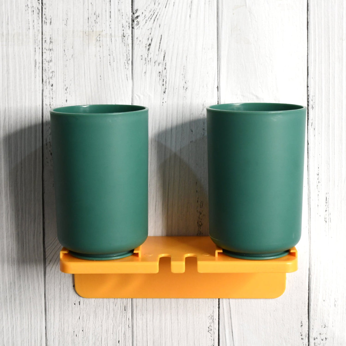 Wall Mount Toothbrush Holder – 2 Cups, Self-Adhesive