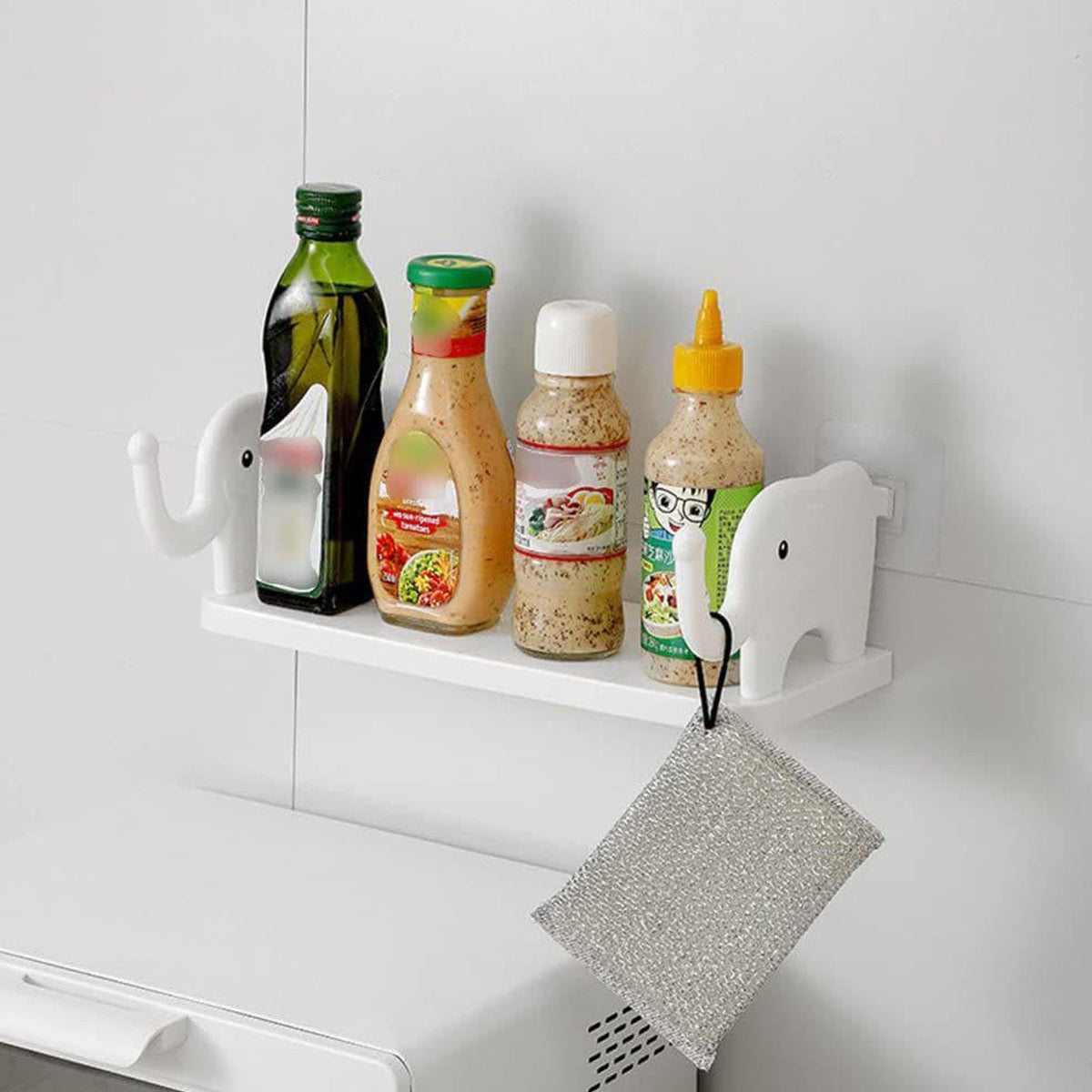 Elephant Wall Shelf – No-Punch Organizer – close-up