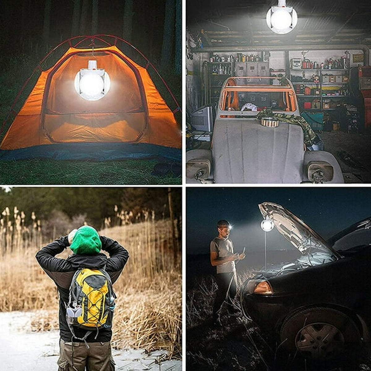 Solar Camping Light – USB Rechargeable Emergency LED – close-up