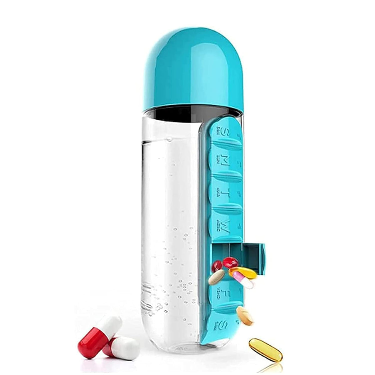 Pill Organizer Water Bottle 600ml – Travel Friendly – detail view