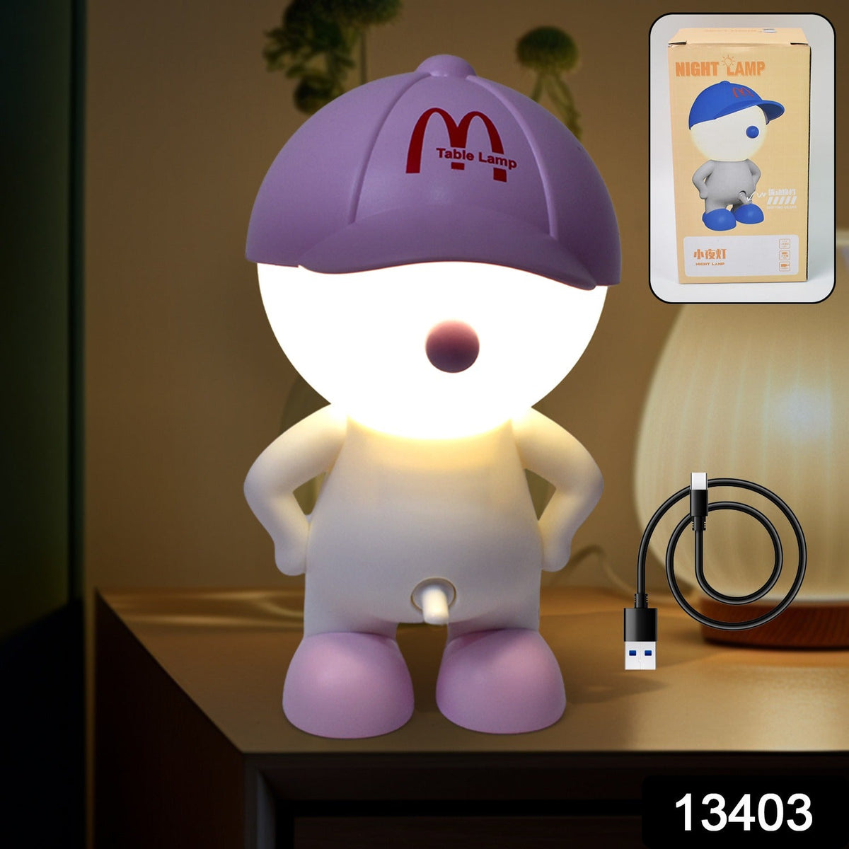 Cartoon LED Desk Lamp – Eye-Care Flexible Light for Kids – side view