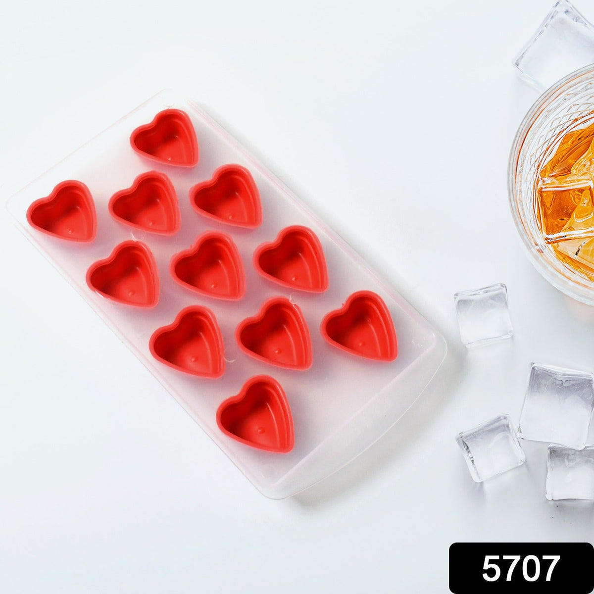 Silicone Heart Shapes Ice Cube Tray – side view