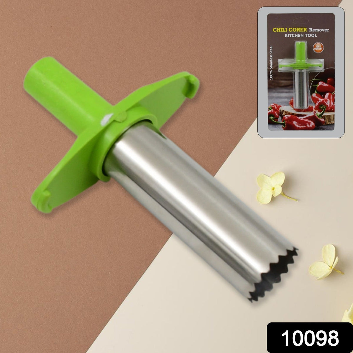 Chili Corer – Stainless Steel Pepper & Strawberry Tool – side view
