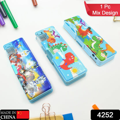 Kids Pencil Case – Dual Compartment Stationery Box – side view