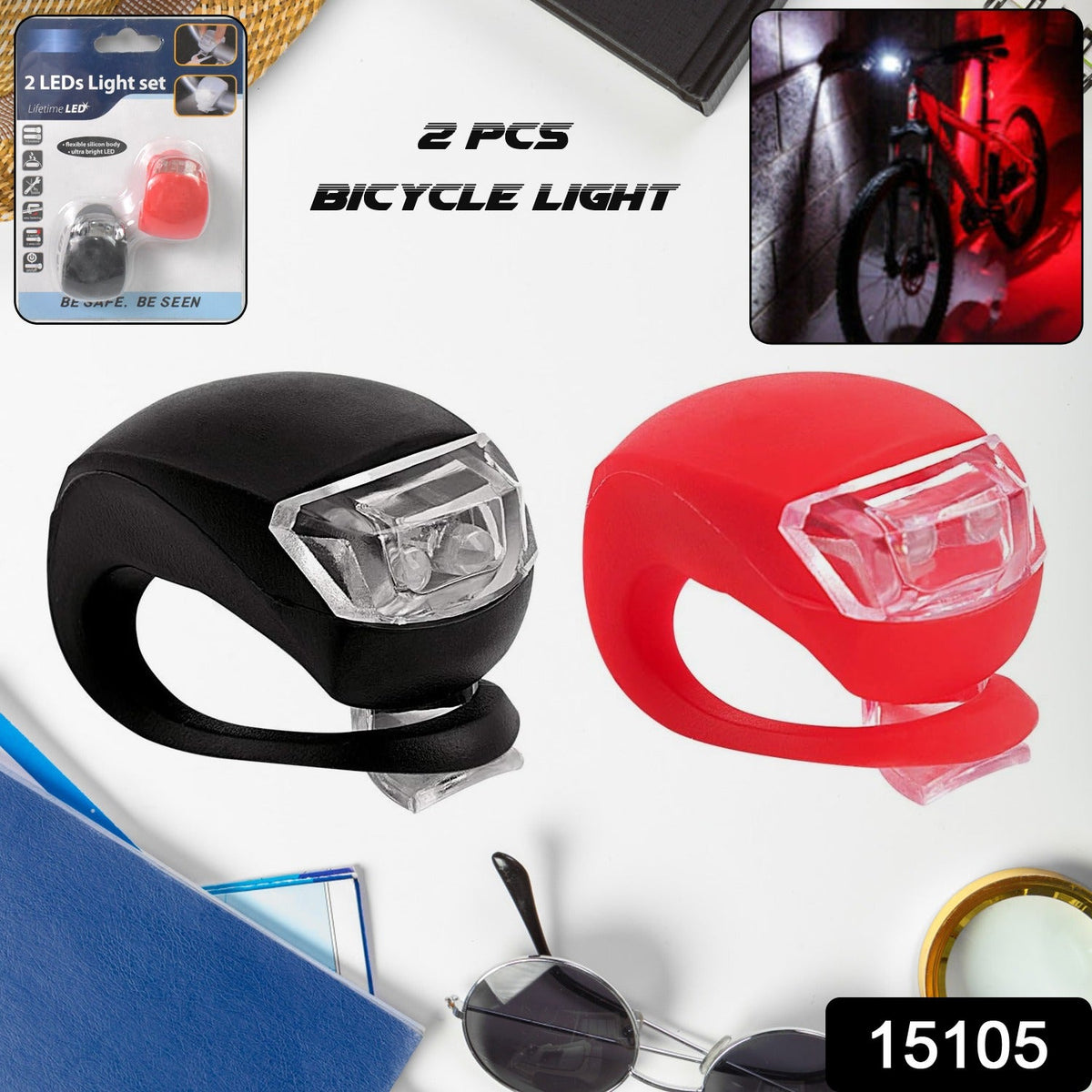 Bike Light set – Waterproof LED Cycle Lights – close-up