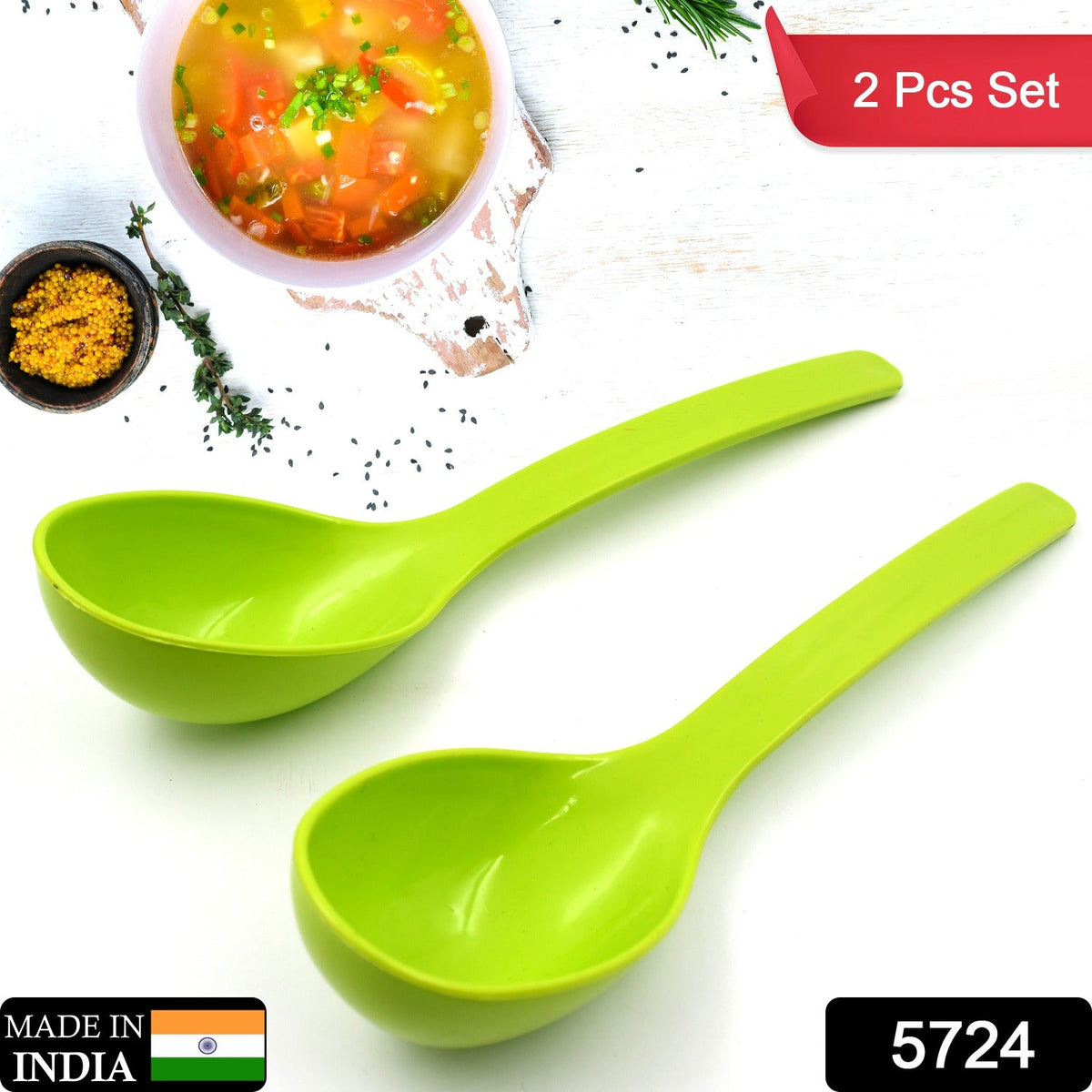 Plastic Kitchen Ladle – 2-Pc Serving Spoon set – side view