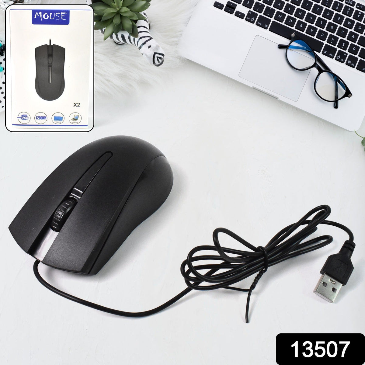 Wired Optical Mouse X2 – Precision & Comfort for PC/Laptop – side view