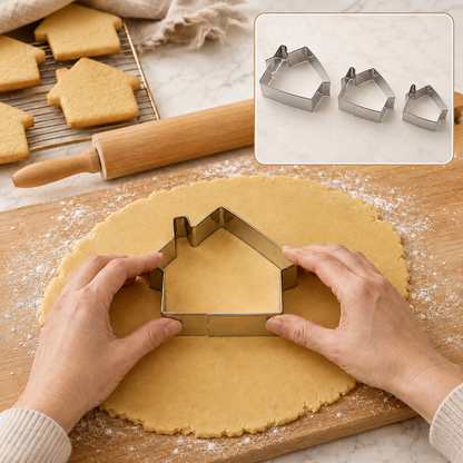 Stainless Steel House Shape Cookie Cutter set – 3 Durable