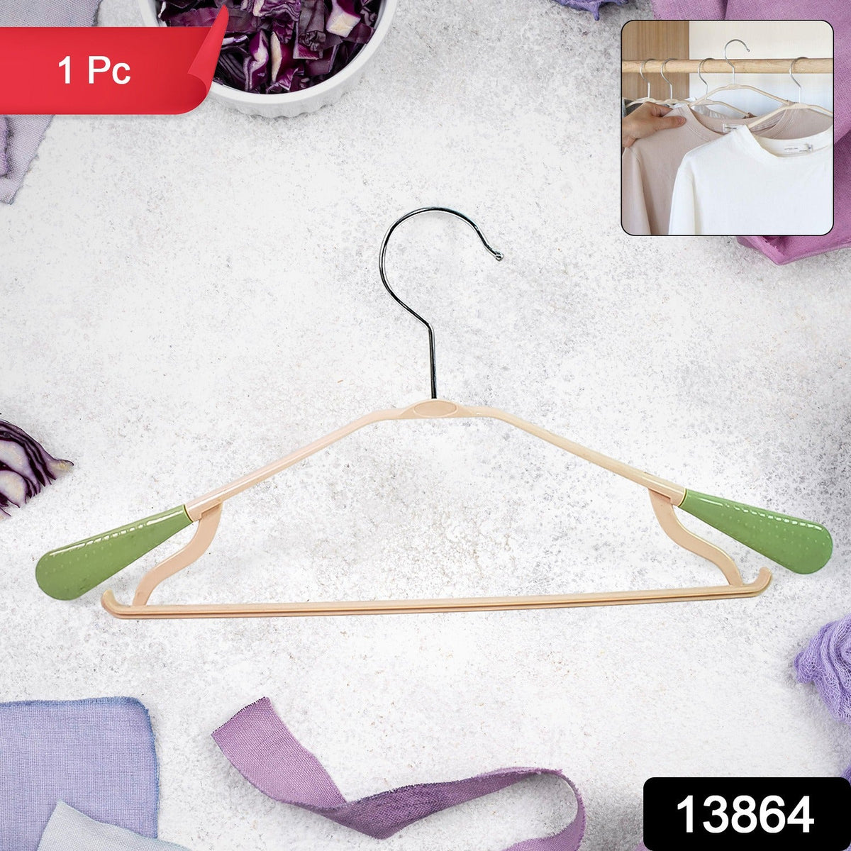 Space-Saving Cloth Hanger – Durable PP & Steel Hook – side view