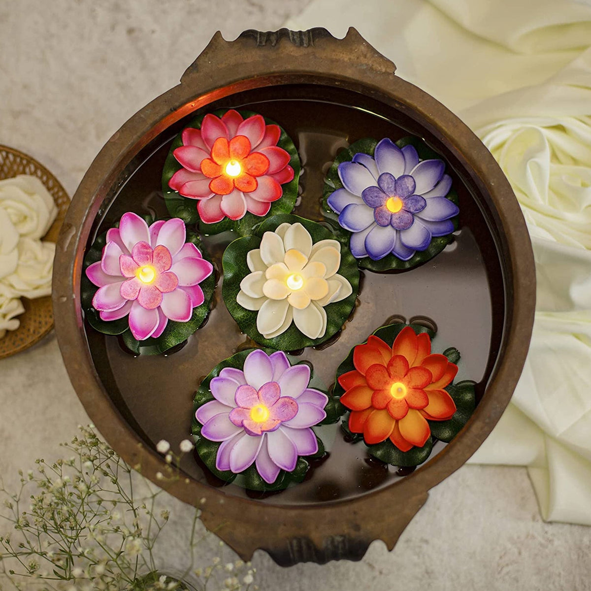 Floating Lotus LED Candles – Smokeless & Waterproof (Pack – view 8