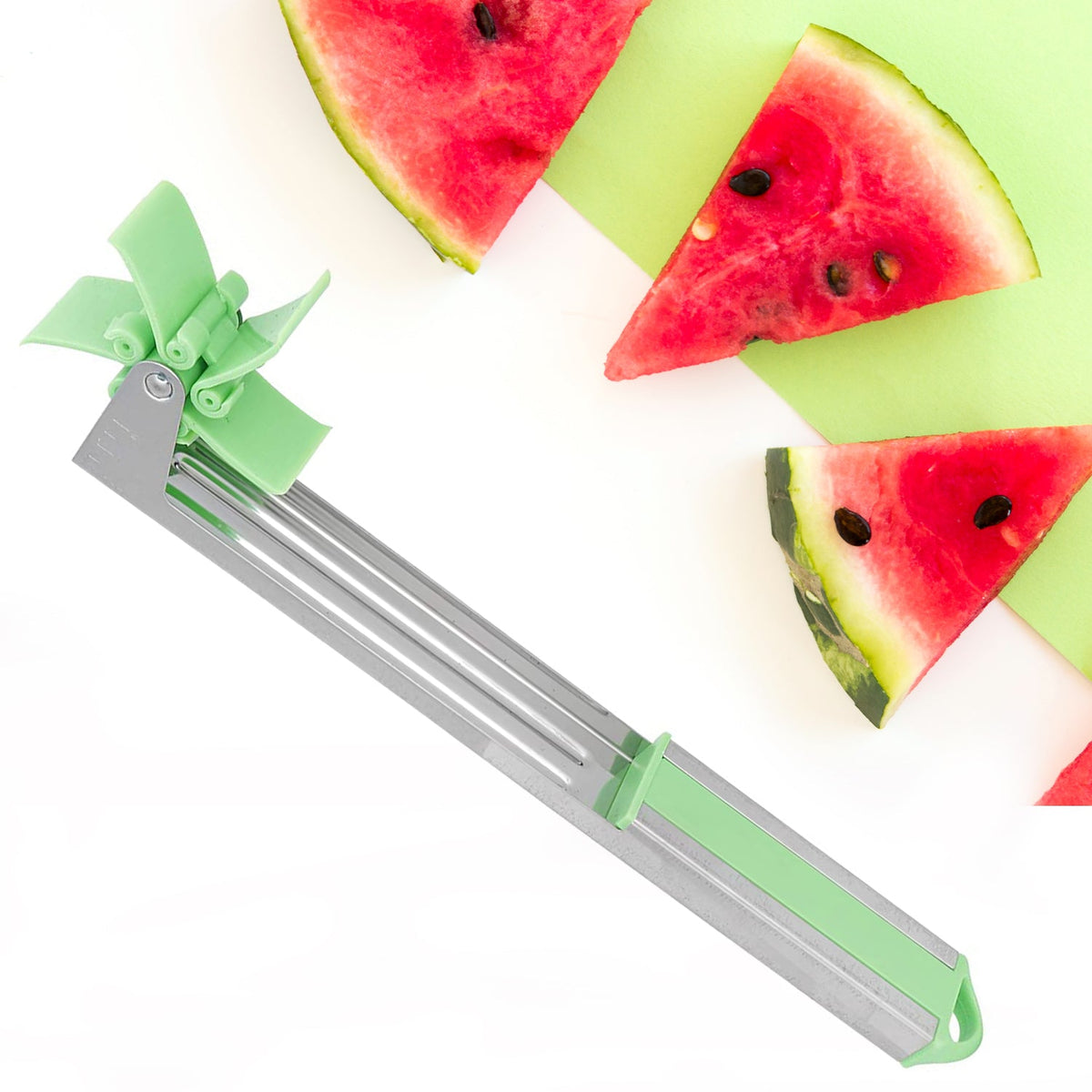 Watermelon Cutter – Stainless Steel Windmill Slicer – close-up