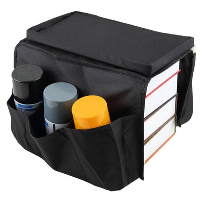 Sofa Armrest Organizer – Black Storage Caddy with Tray – alternate view