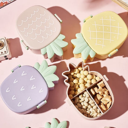 Kids Bento Lunch Box – Pineapple Design with Fork & Spoon – close-up