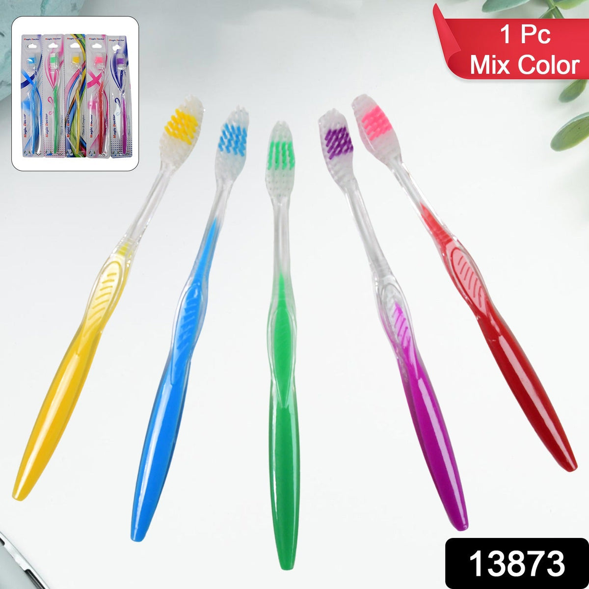 Plastic Toothbrush – Soft Bristles for All Ages – side view