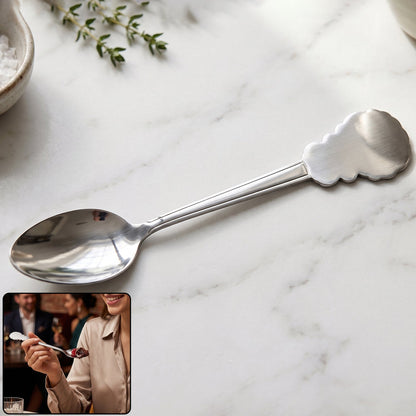 Elegant stainless steel carved handle dinner spoon for daily dining.