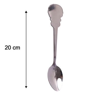 Detailed size guide for the stainless steel carved handle dinner spoon.