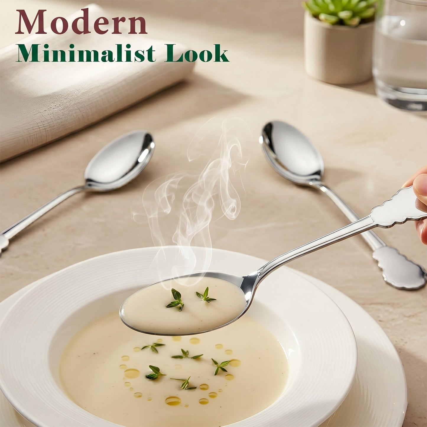 Elegant carved handle serving spoon for an elevated dining experience.
