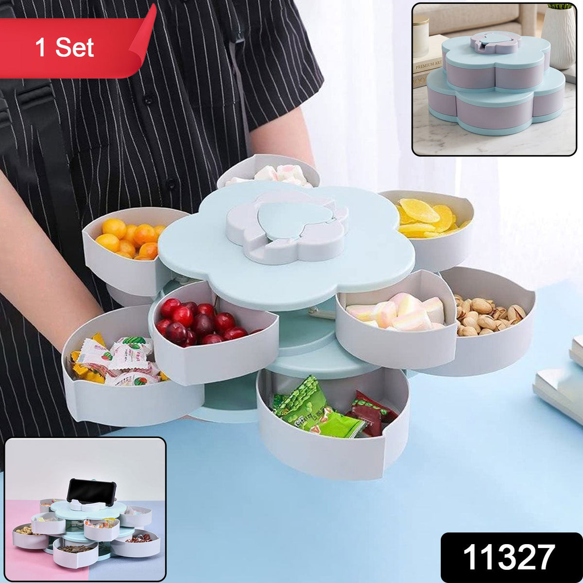 Rotating Candy Dish Flower Shape Multi Section Snack Box – side view