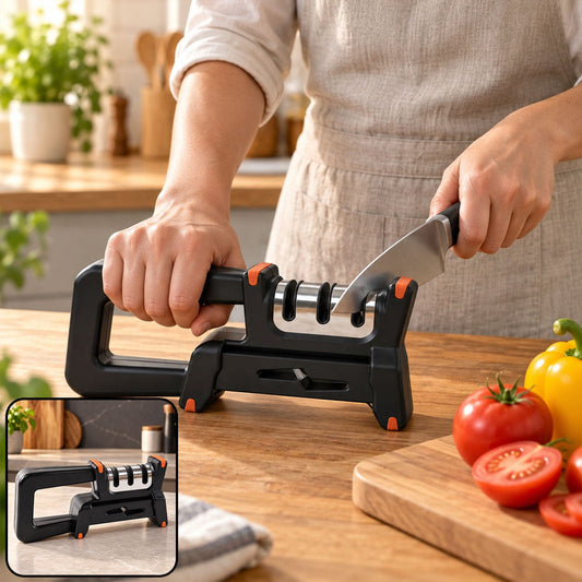 Manual Metal Knife Sharpener with 3 Stage System