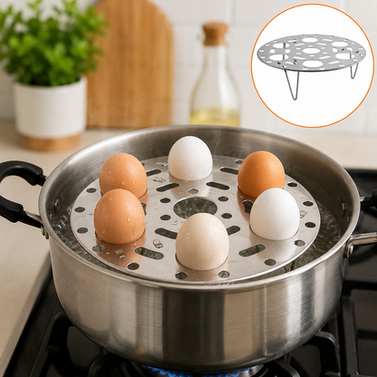 Stainless Steel Round Egg Steamer Rack Folding Trivet Stand
