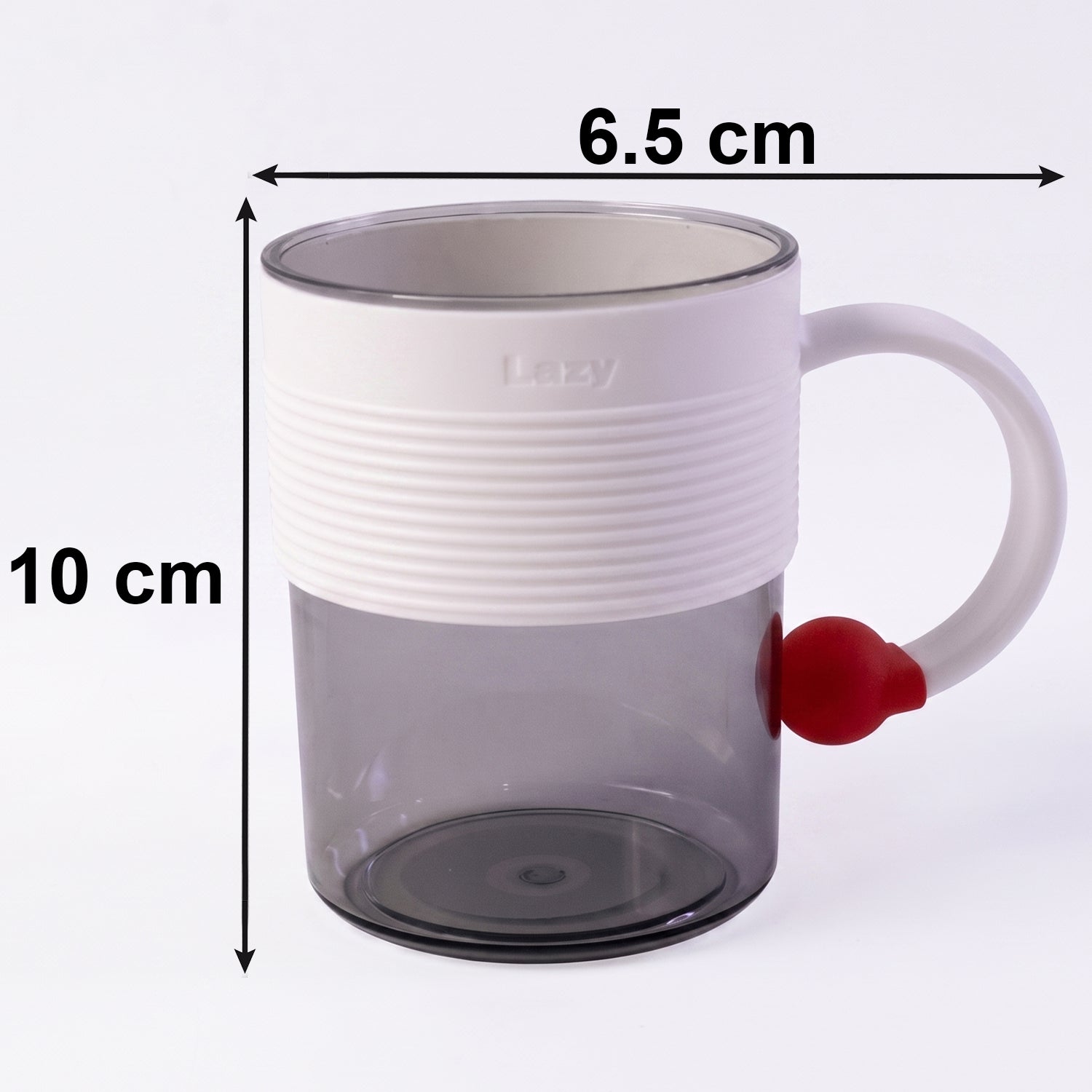 Detailed size guide for the transparent plastic coffee mug.