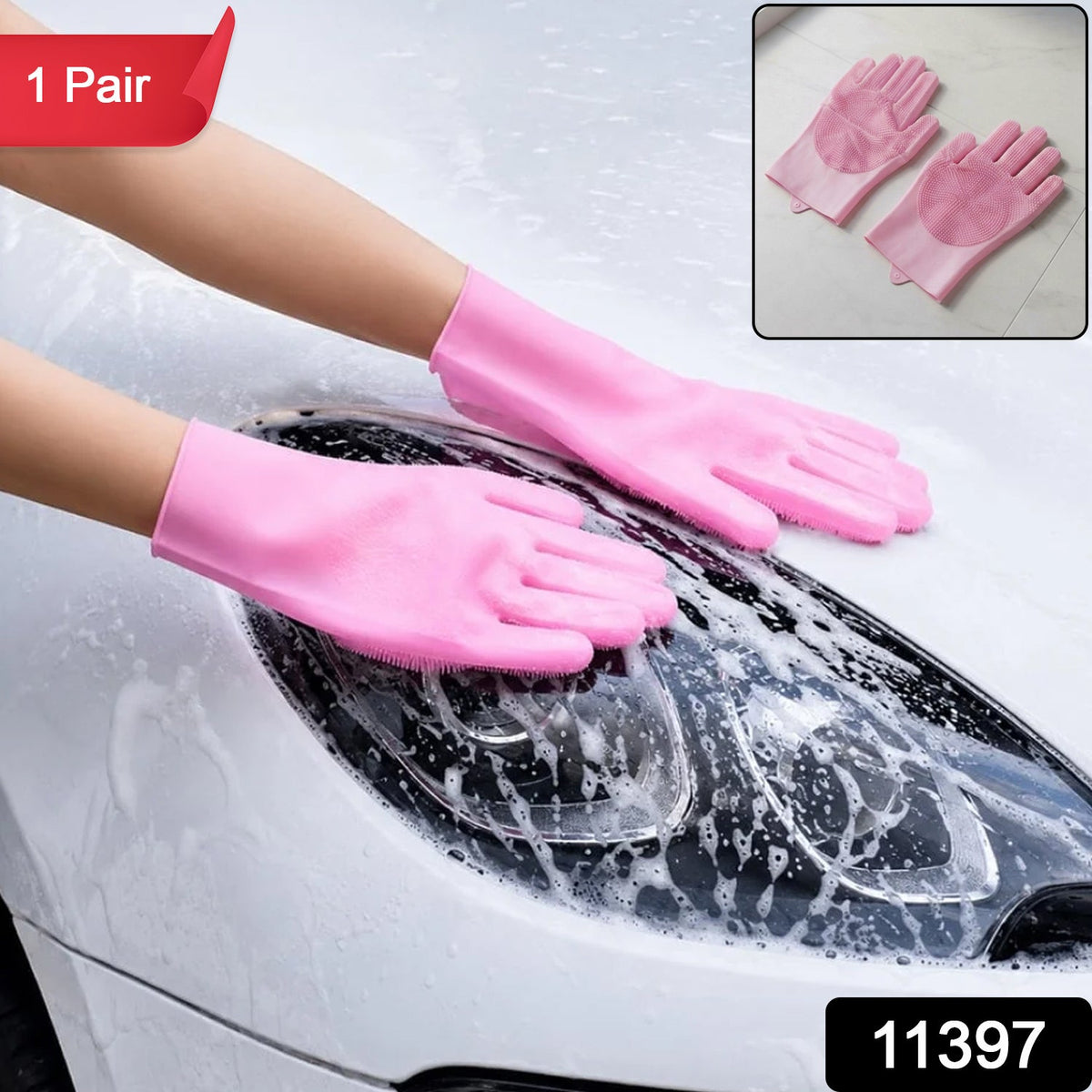 Multipurpose Reusable Scrubber Cleaning Gloves – side view