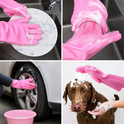 Multipurpose Reusable Scrubber Cleaning Gloves – view 7