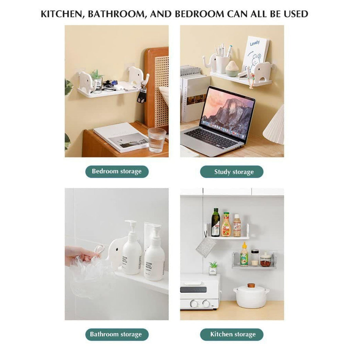 Elephant Wall Shelf – No-Punch Organizer – view 6
